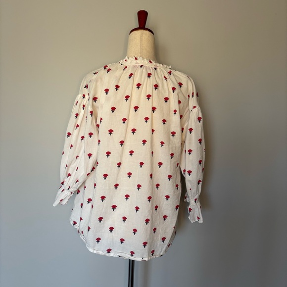 Ro's Garden Rose Block Print Blouse size M - Picture 3 of 5